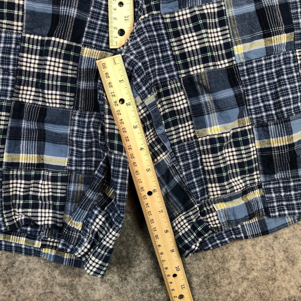 Chaps Shorts 36 Mens Blue Plaid Patchwork Quilted Casual Chino 10" 100 Cotton - Picture 6 of 9